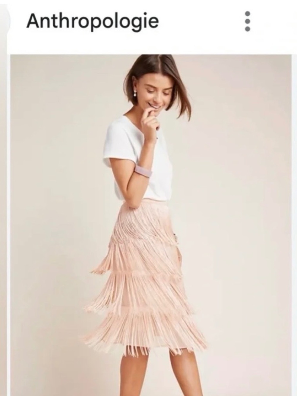 Maeve Blush Fringe Midi Skirt size 10 NWT
